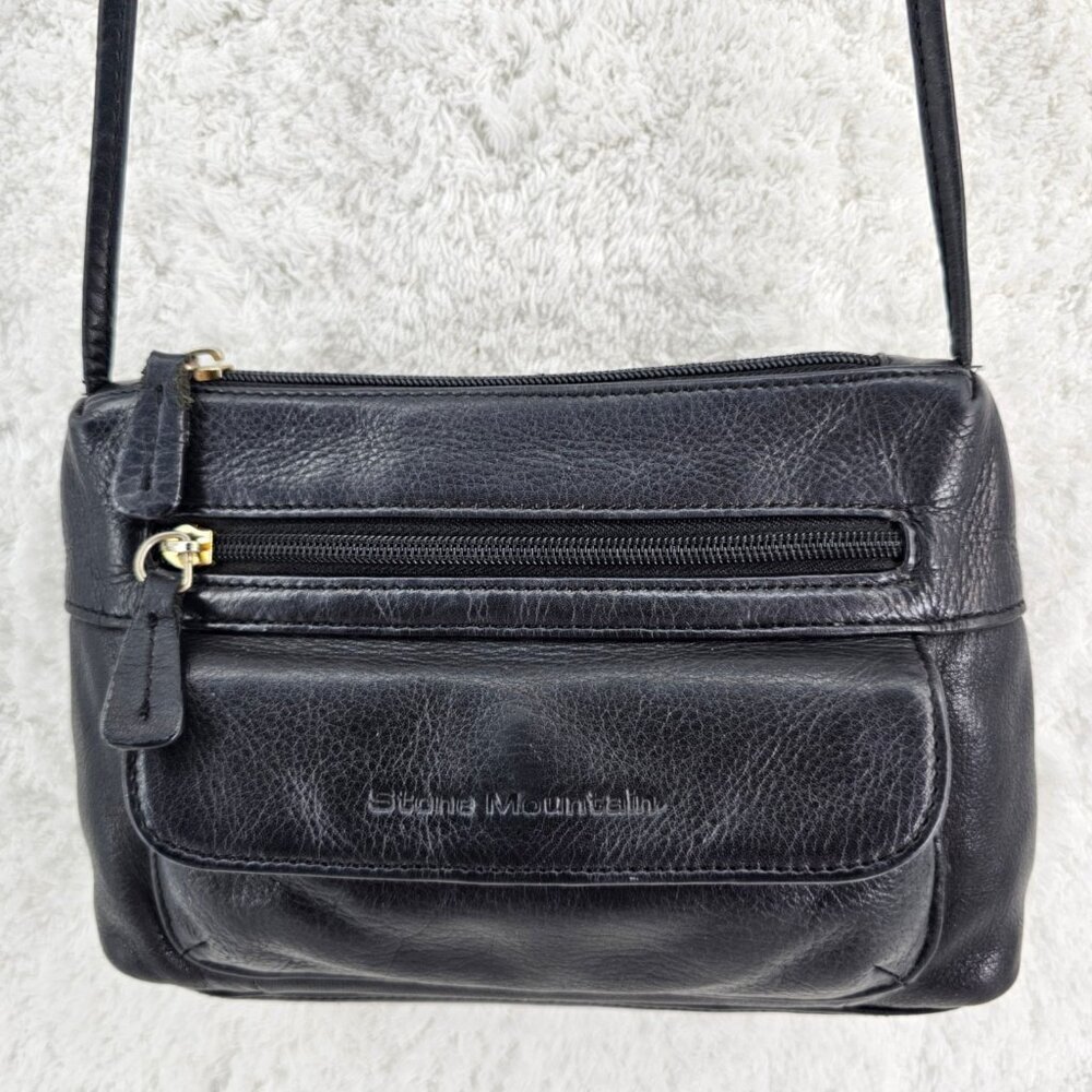 STONE MOUNTAIN Black Leather Mini Crossbody Bag